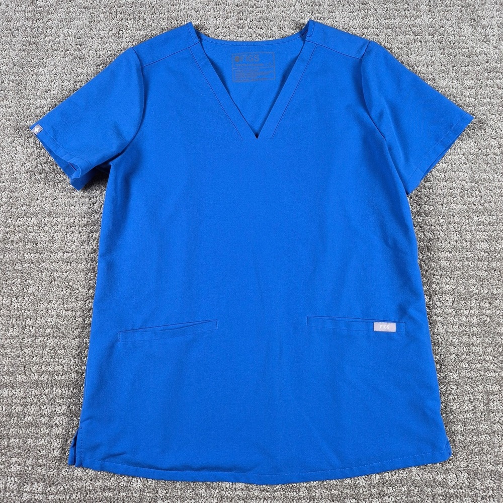 FIGS Womens S Catarina One-Pocket Scrub Top Royal Blue Style FW1000